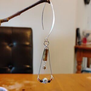 Handmade Tiger Eye Buddha Head Namaste Earrings